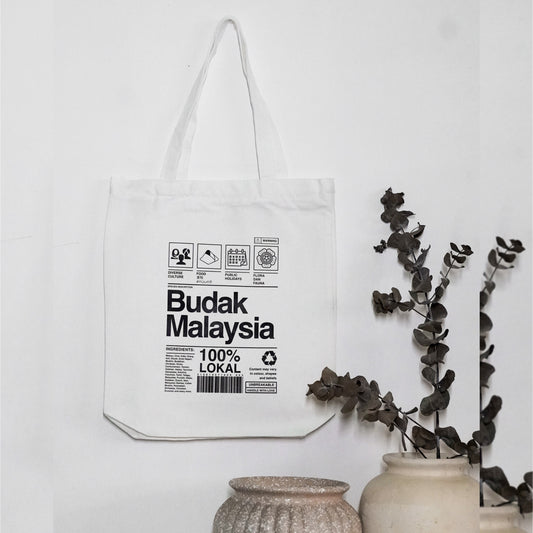 Budak Malaysia Tote Bag White with zipper